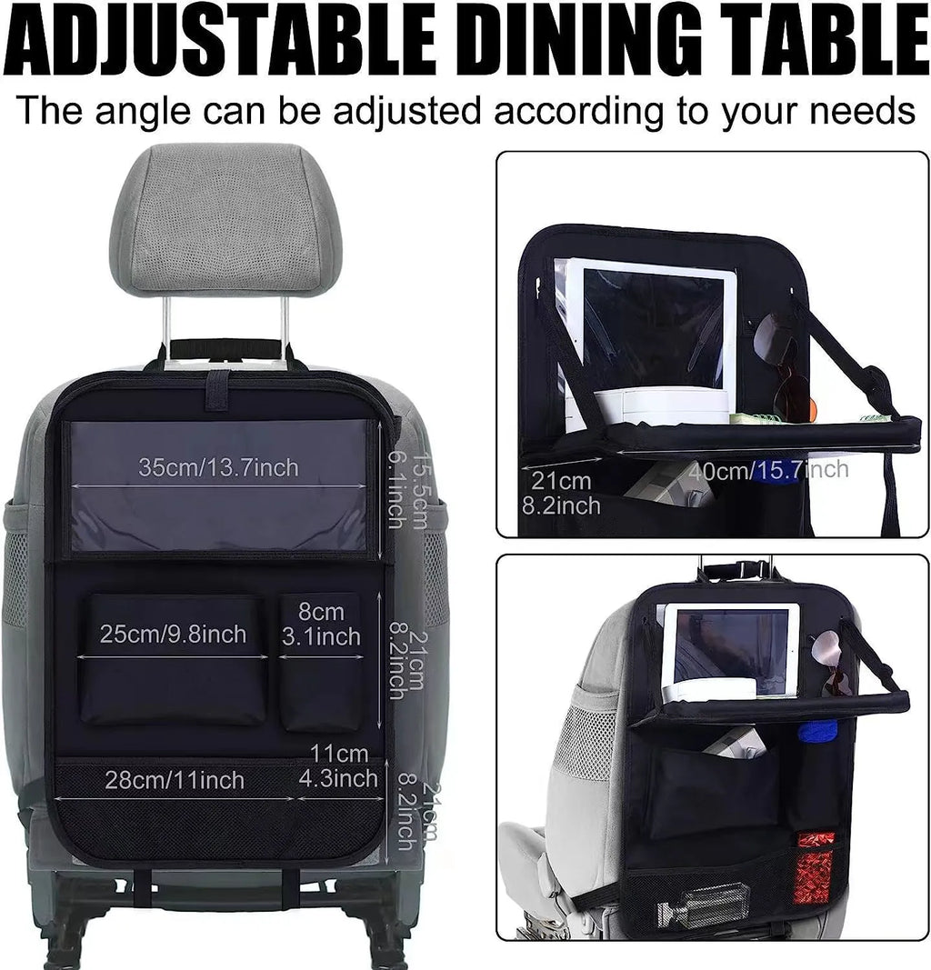 Black Oxford cloth car seat back buggy bag measuring 42x30cm with multifunction hanging storage