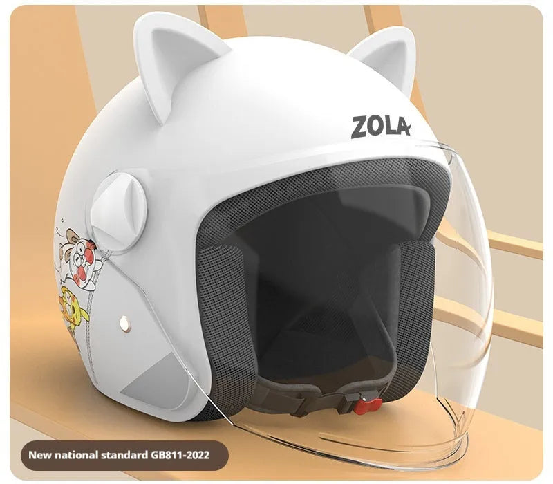 Winter electric bicycle helmet with removable scarf and anti-fog visor in blue colour