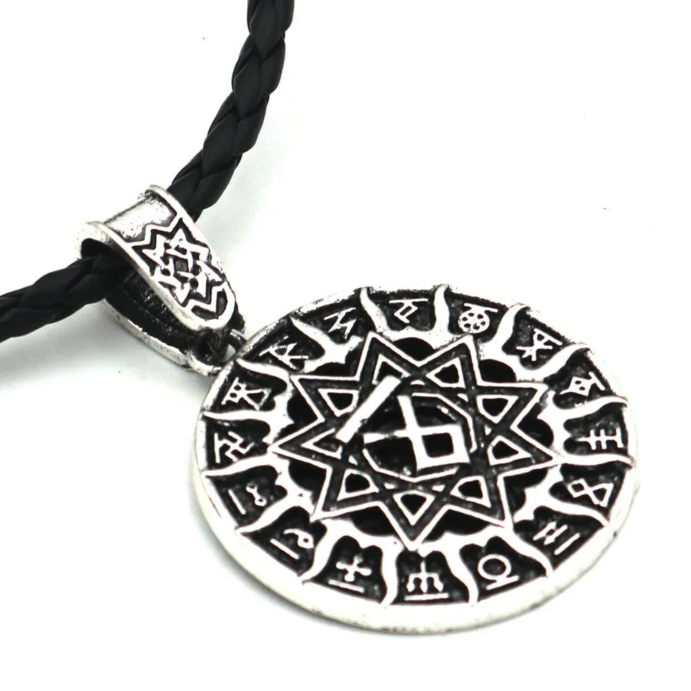 Lunavin ODing logo necklace with Nordic myth pendant on snake bones chain