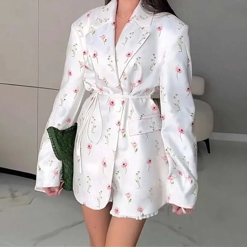 Collar lace-up waist-tight suit jacket in polyester available in multiple colours and sizes