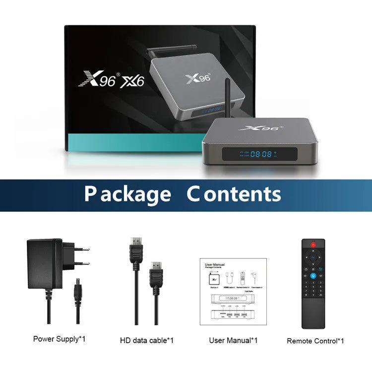 Android smart TV set-top box with remote control and HDMI cable