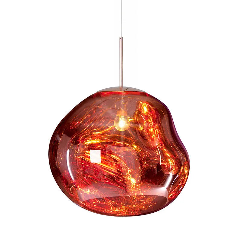 Nordic irregular lava lamp chandelier in glass with metallic finish