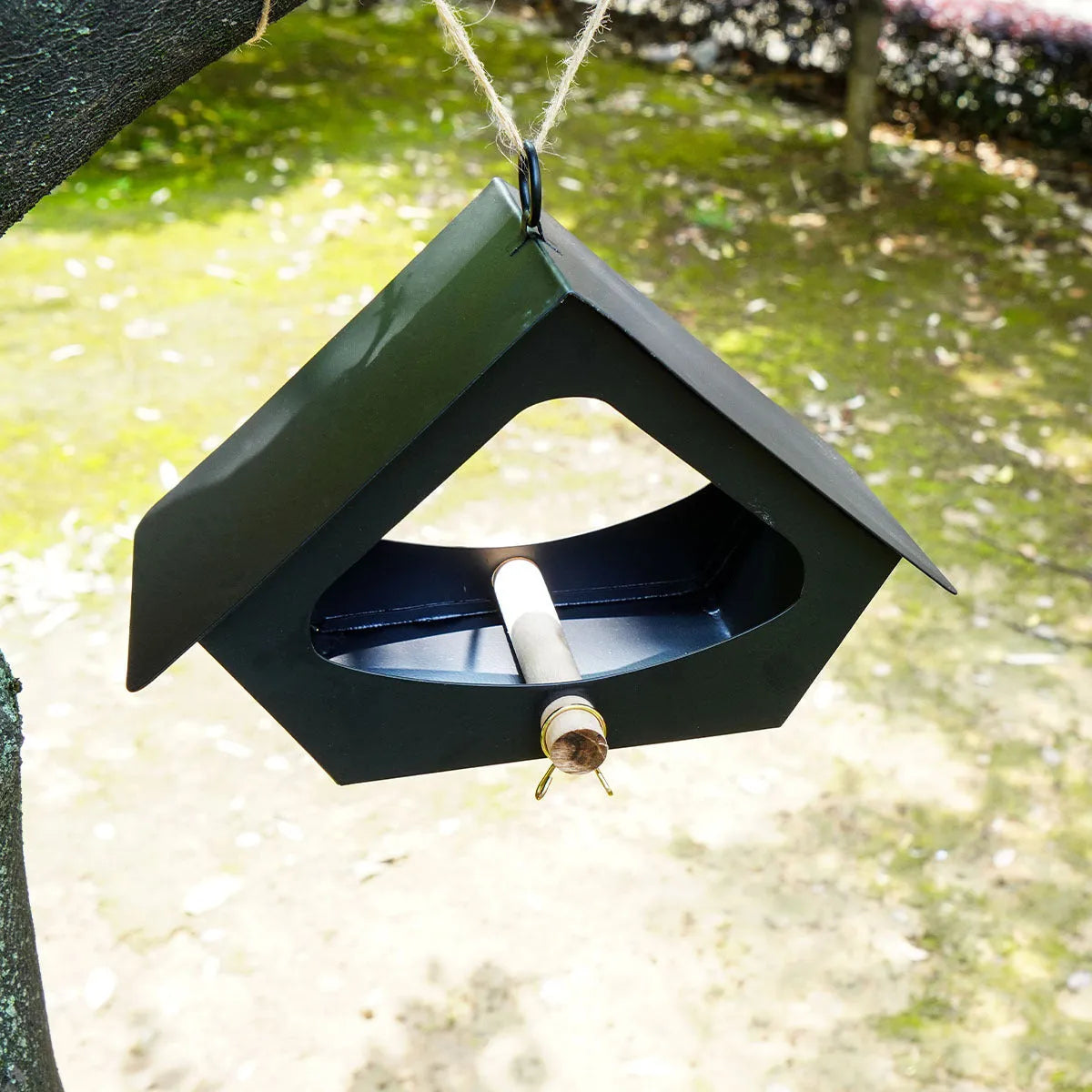 Modern simple iron bird nest birdhouse in grey or brown for outdoor garden decoration