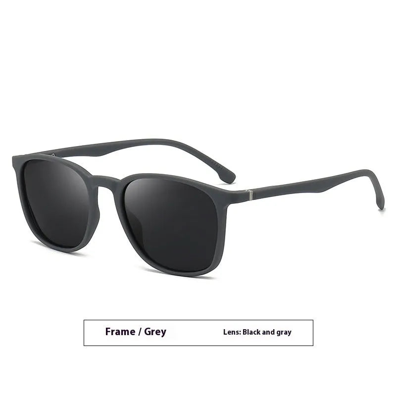 Men's UV400 polarized sunglasses with elastic paint spectacle foot in black frame with dark green lens