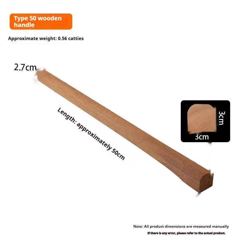 A locust wood replacement handle for axes and tools, shown in various lengths including 32cm and 50cm.