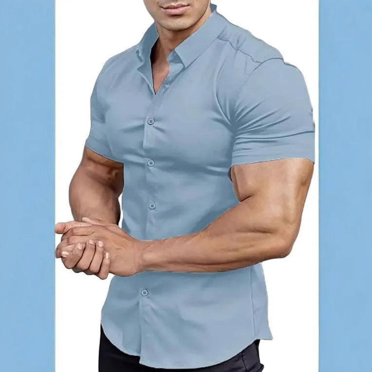 Men's printed short sleeve casual shirt in polyester fibre available in multiple colours and sizes