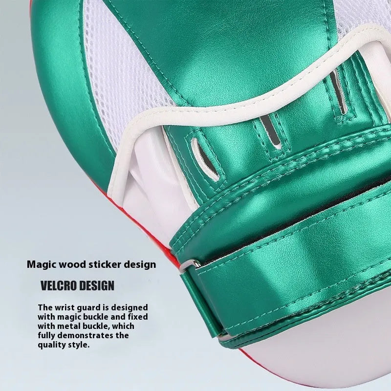 Vertical portable PU baffle target for boxing and Sanda training in gold or green colour.