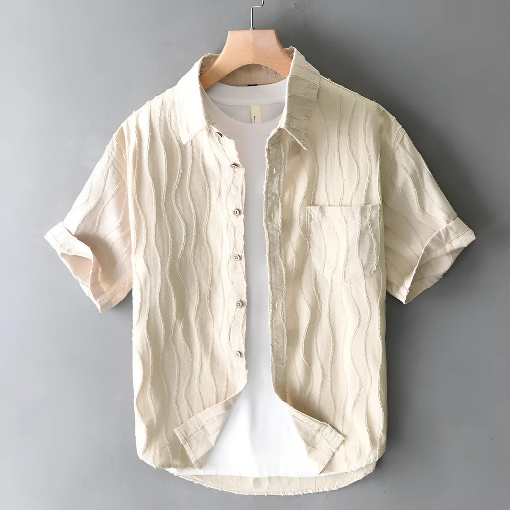 Men's loose fit pure cotton short sleeve casual shirt in apricot colour