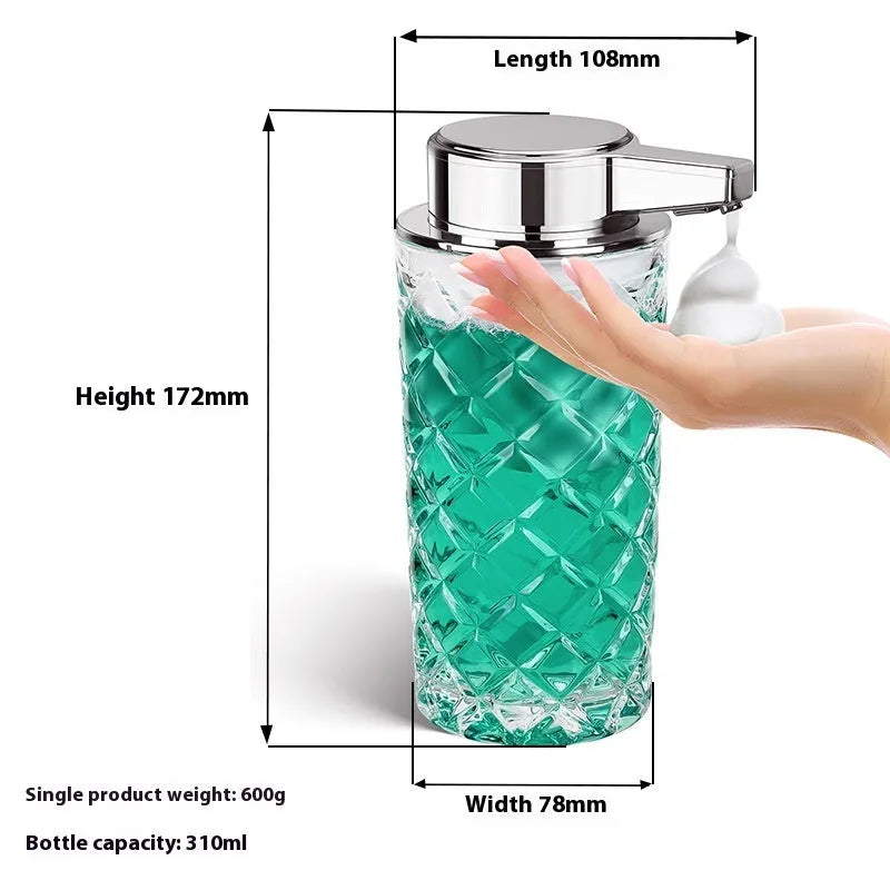 PET automatic soap dispenser with USB Type-C charging port and silver-plated finish
