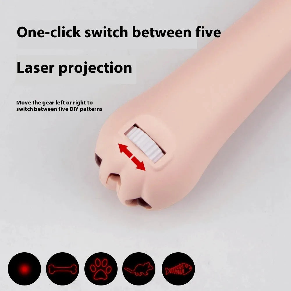Infrared cat teasing stick toy with moon-light lamp and laser projector in blue pink purple or white colours