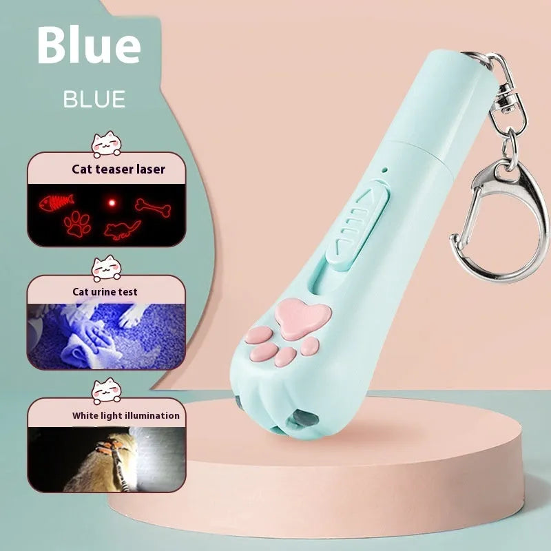 Cat teaser toy with LED light in pink, cream, or blue colour options