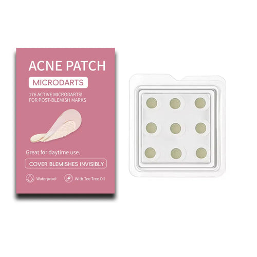 Box containing 9 mild hydrocolloid acne patches for pimple and closed comedone treatment