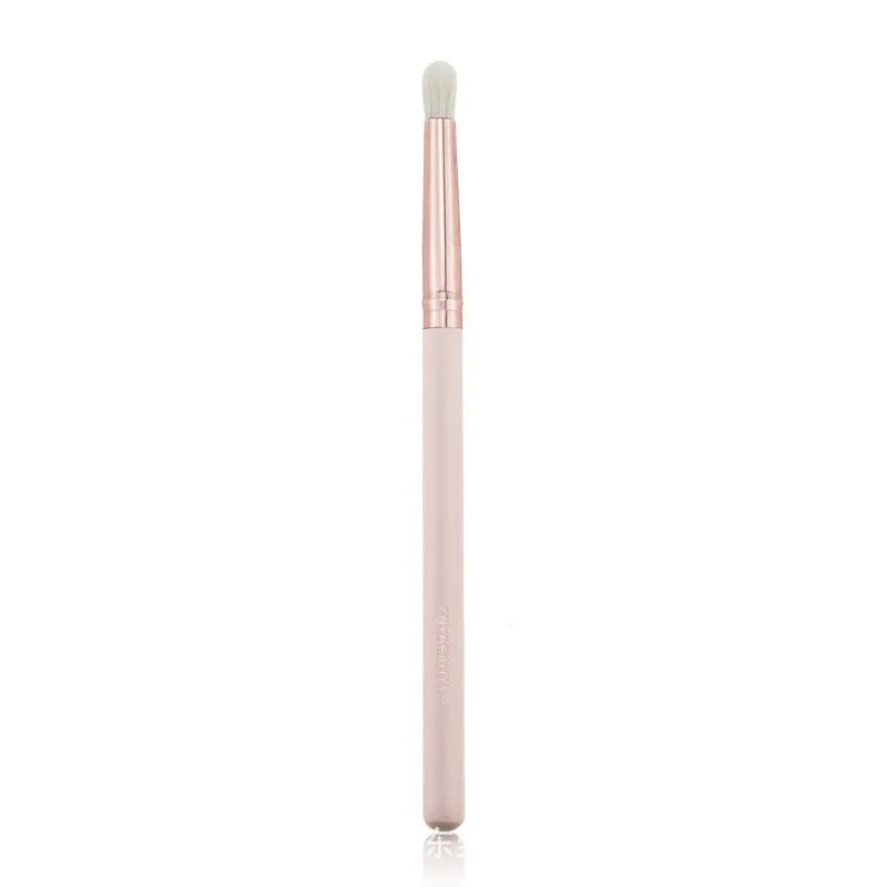 26 pink makeup brushes with wooden handles in portable case
