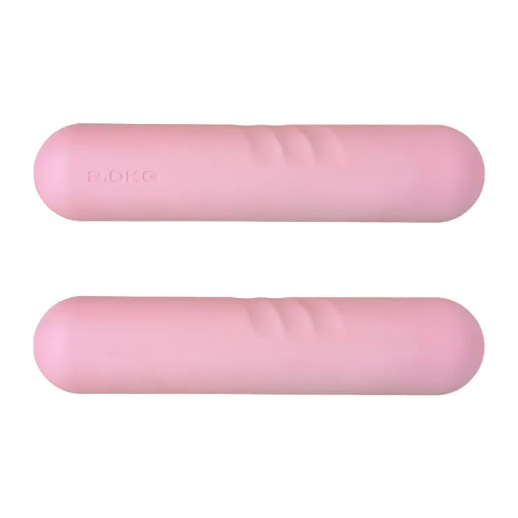 Hand-drawn silicone-grip dumbbell stick in various colours and weights for fitness training.