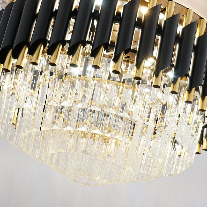 Crystal ceiling fan light with remote control in 42 or 48 inch sizes