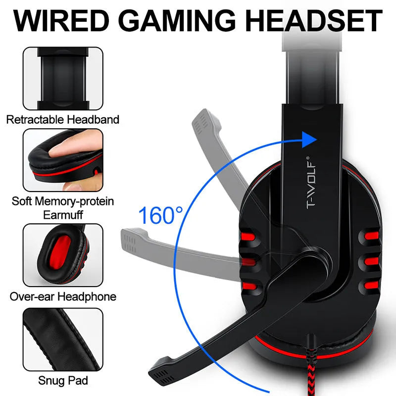 Thunder Wolf T800 wired gaming keyboard, mouse, headset, and mouse pad four-piece set for PC