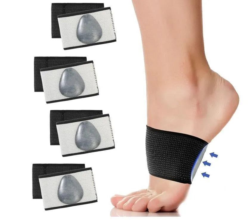 Elastic flat foot support bandage with heart pad design for arch reinforcement