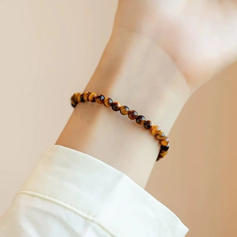 Handmade Tigereye New Chinese style geometric bracelet with round beads