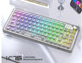 Attack Shark K75RGB wireless mechanical keyboard with transparent black or white PC case and RGB lighting.