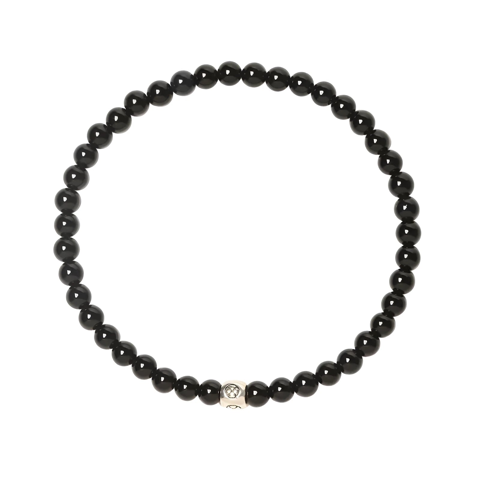 Fine obsidian agate blue San bracelet with geometric chamfered square and round beads
