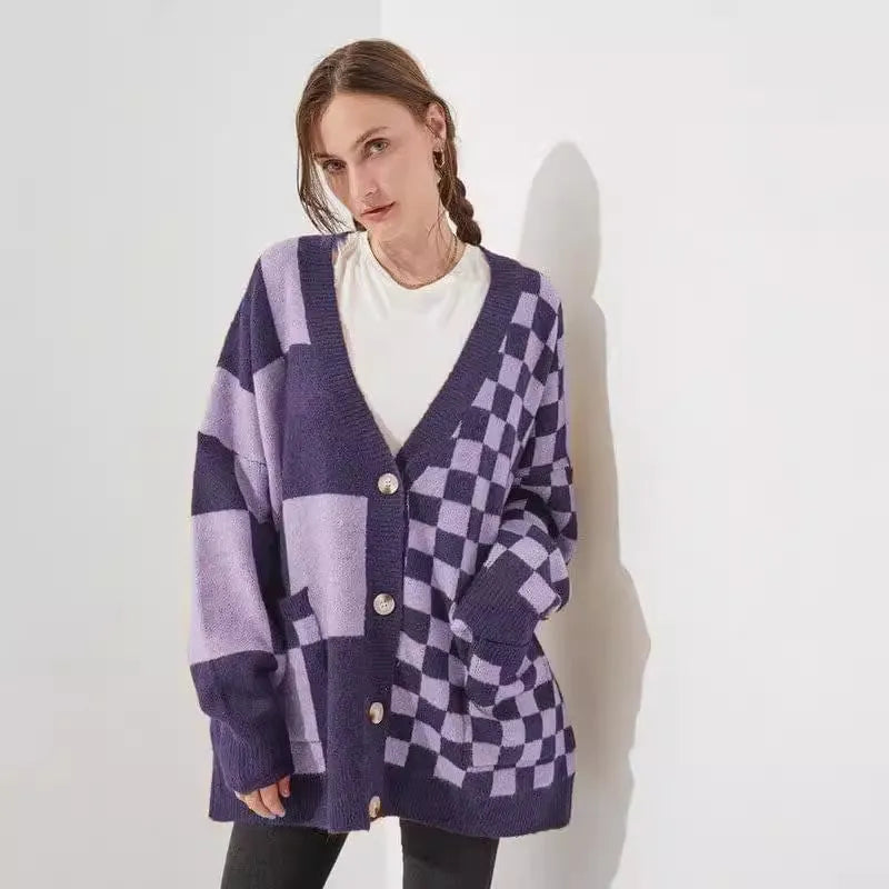 Loose fit cardigan knitwear in polyester-spandex available in six colours