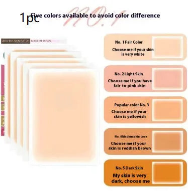 Pack of adhesive tattoo cover patches in various skin tone colours on a white background.