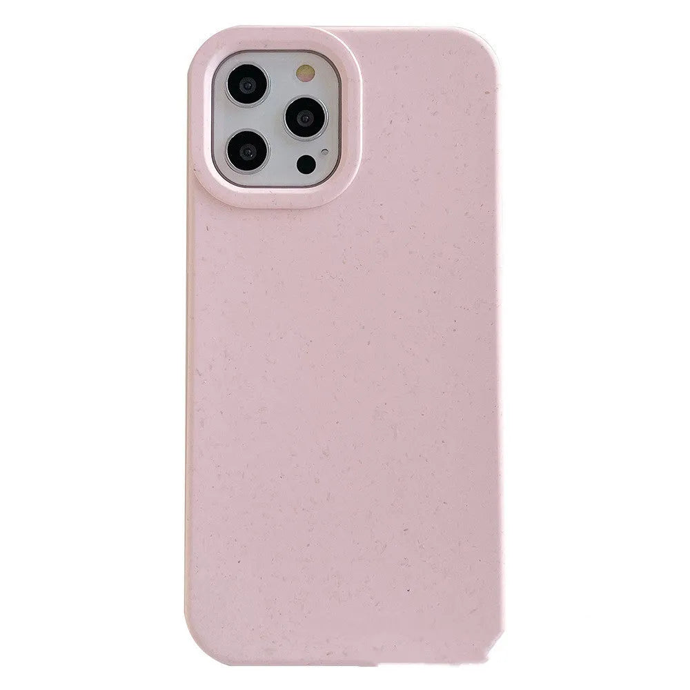 Fully degradable wheat straw fibre phone case for iPhone on a white background.