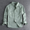 Men's loose fit long sleeve cardigan-style shirt in light grey, made from polyester fibre.