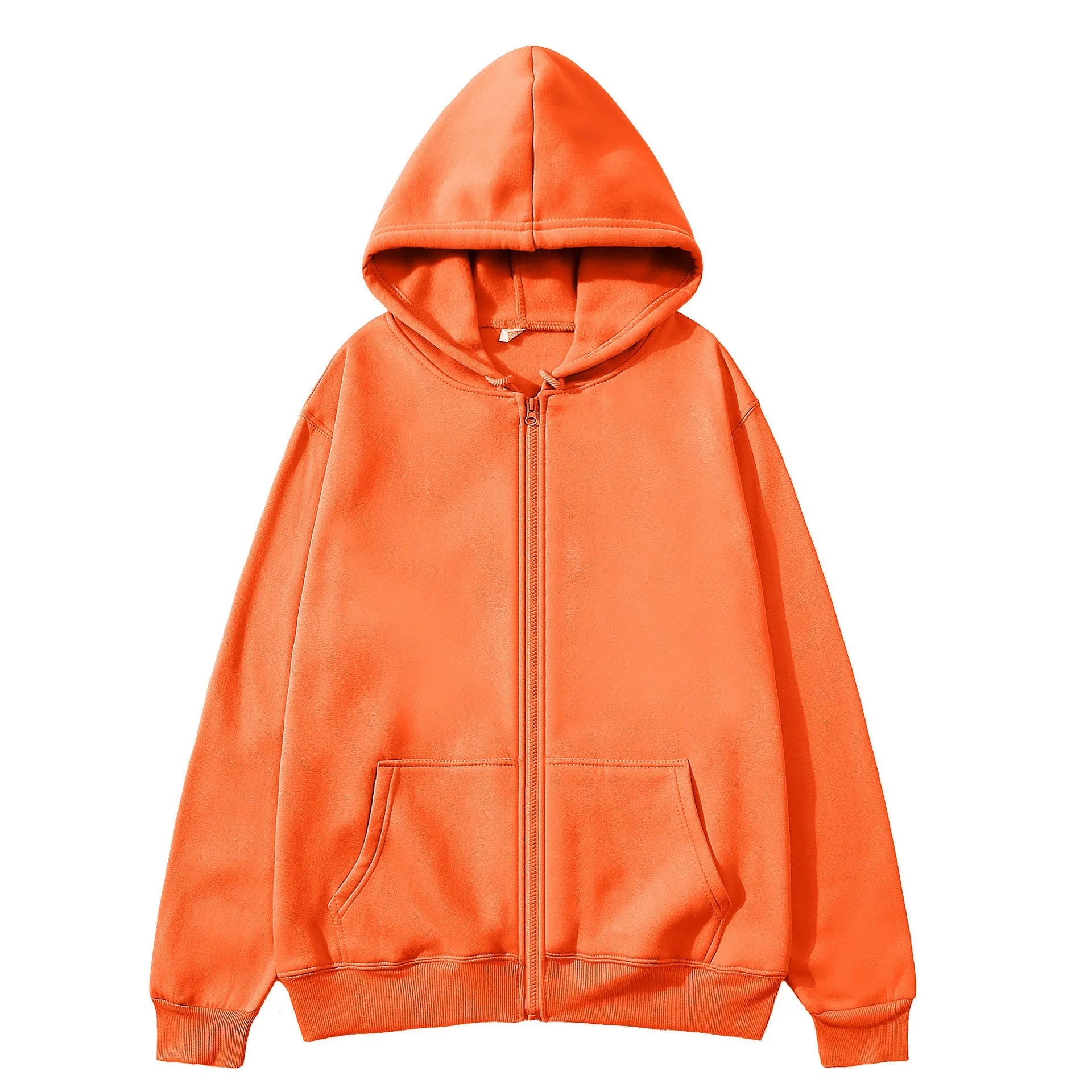 Men's solid colour loose fit zip-front sports jacket on a hanger.