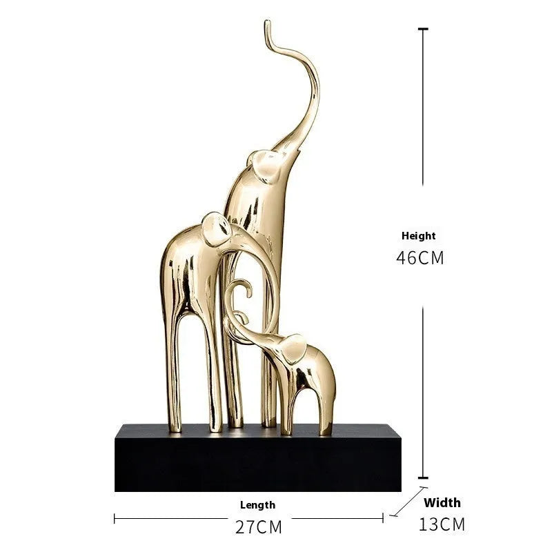 European style resin elephant decorative ornament in bright gold, rose gold, elegant silver, or retro colour finish