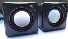 Black square USB-powered 2.0 channel computer speaker for desktop audio
