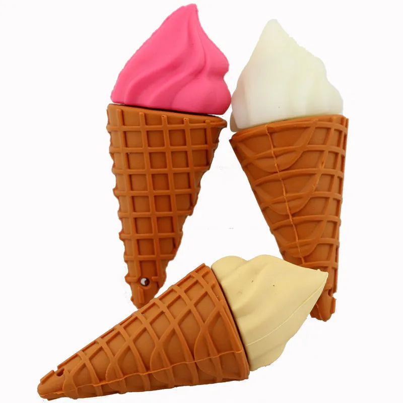 Mini ice cream shaped USB stick in pink colours with plastic casing showing creative personality design