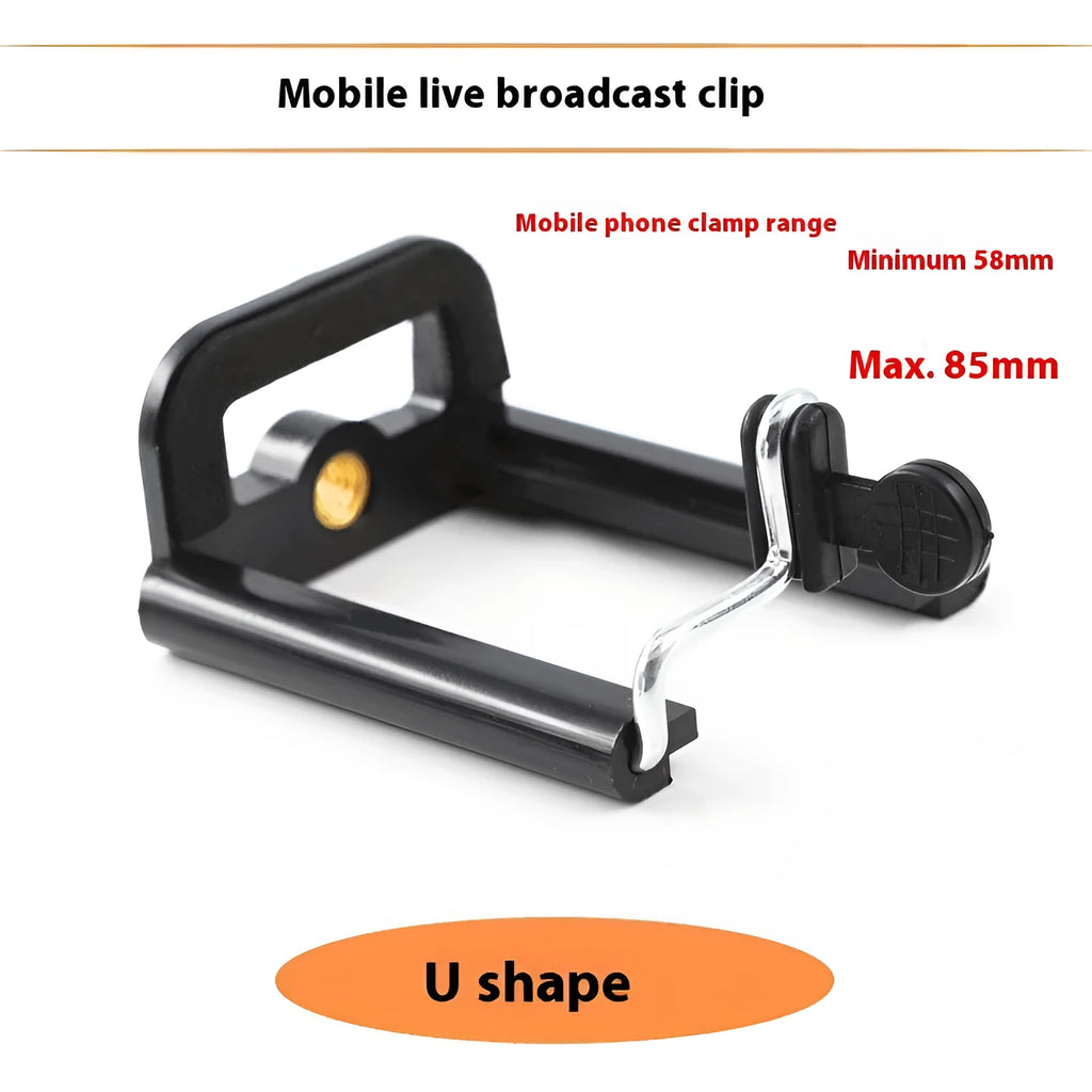 Black plastic U clip universal car phone holder for dashboard or windscreen mounting