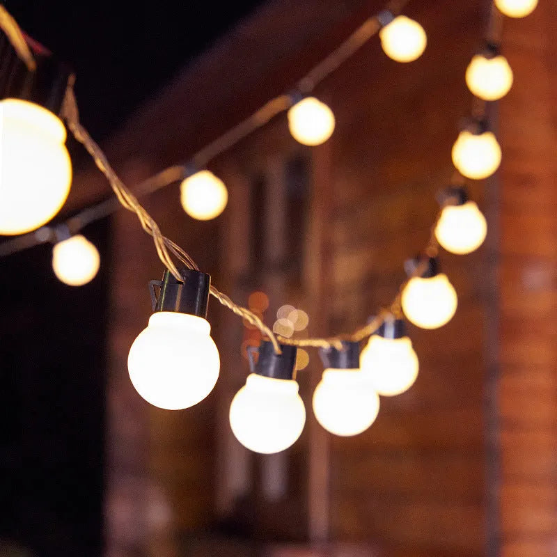 10-metre solar decorative light string with 40 LED bulbs for outdoor festival and camping events