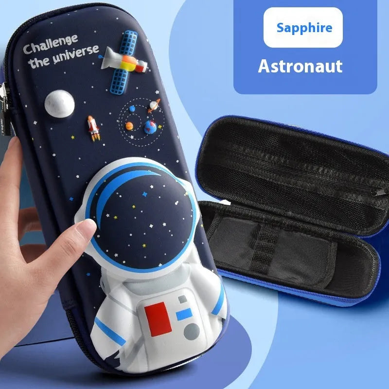 3D leather pencil case with sculpted spaceship design in multiple colour options