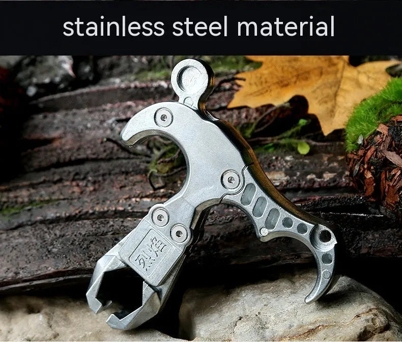 Close-up of alloy archery release aid showing two-axis harpoon clip mechanism with zinc alloy construction