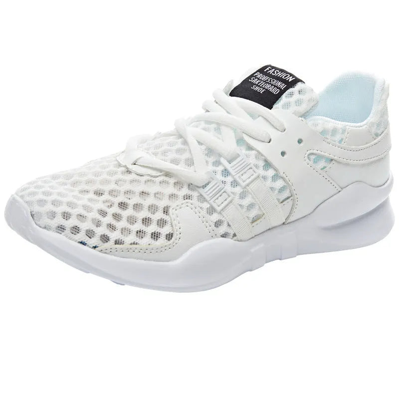 Breathable hollow mesh sneakers with low-top design and EVA sole for summer wear