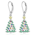 Copper Christmas tree earring pendant for women in white gold colour with star shape
