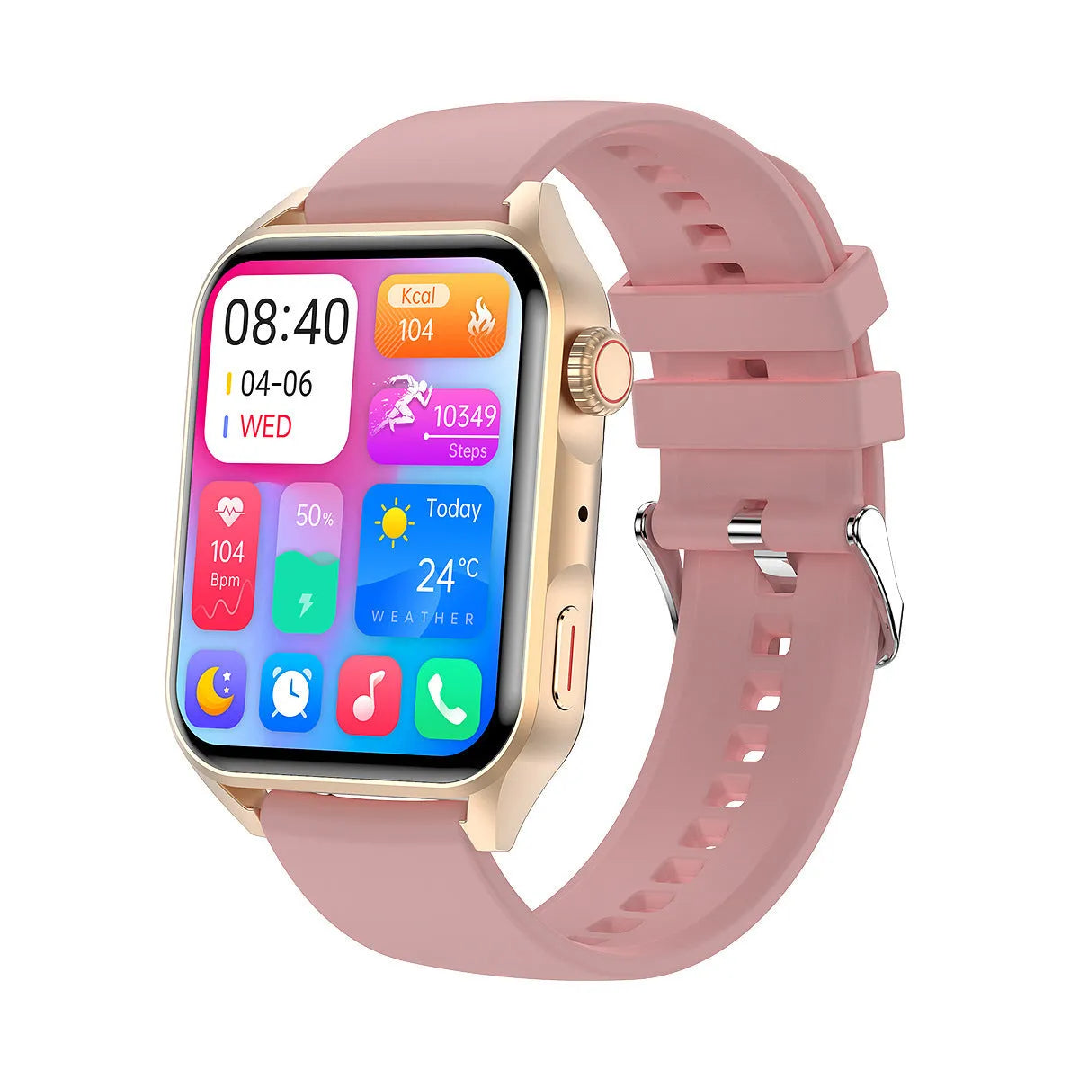 Simple AMOLED smart watch with 1.8-inch HD touch screen display and silicone wrist strap