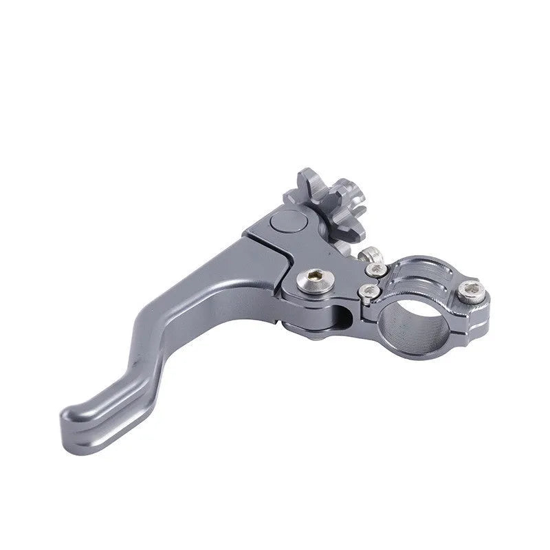 Aluminium two-finger motorcycle clutch lever in selected colour on bike.
