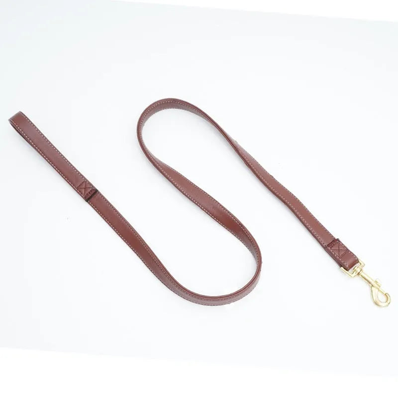 Black Roran PU leather dog lead with metal chain ring attachment
