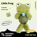 Plush cat toy shaped as a character with a mint ball, shown in brown bear, pink rabbit, piyopiyo and green frog designs.