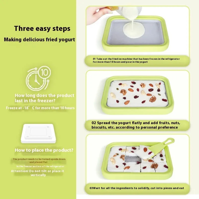 Children's DIY fried yogurt machine in green, pink, white, or rose red with aluminium gasket.