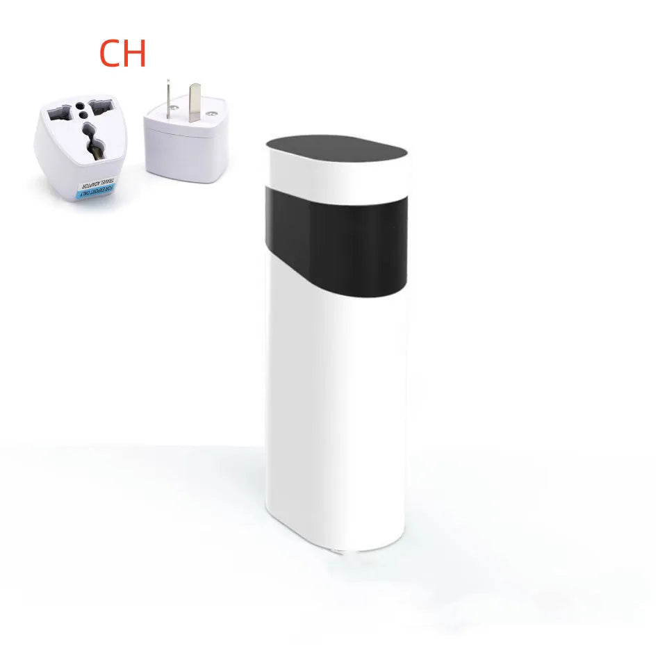 Black or green small instant water dispenser with digital display on a desktop.