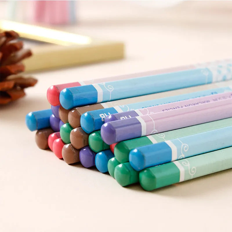 Fifty basswood hexagonal HB pencils in a wooden storage barrel for bulk stationery supply