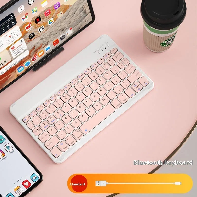 Pink and white Bluetooth wireless keyboard for girls with optional matching mouse