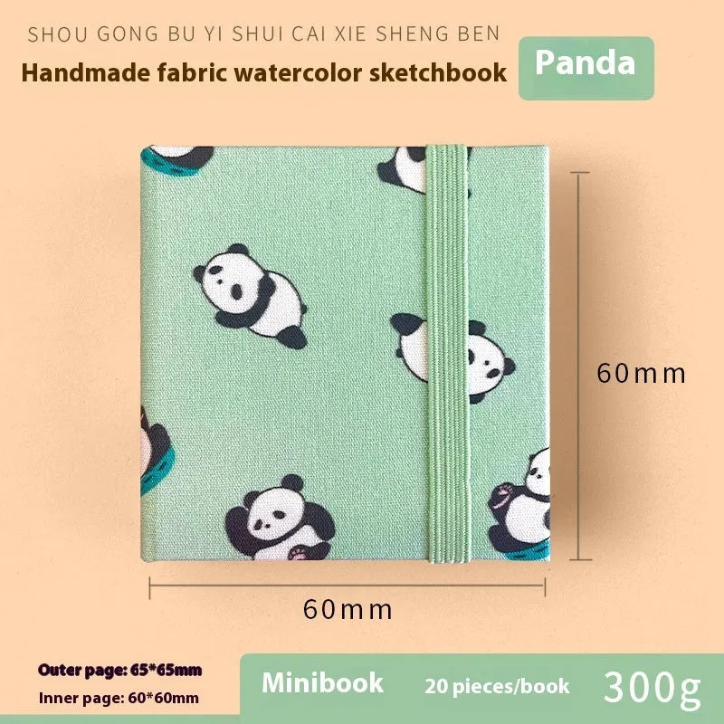 Feiluniao handmade fabric watercolour notebook with artistic cover design, 185mm length for portable sketching