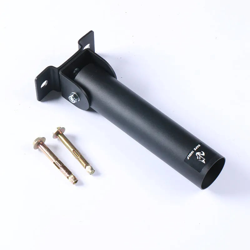 Steel wall barbell gun barrel bracket with 25 tube slots for weight plate storage