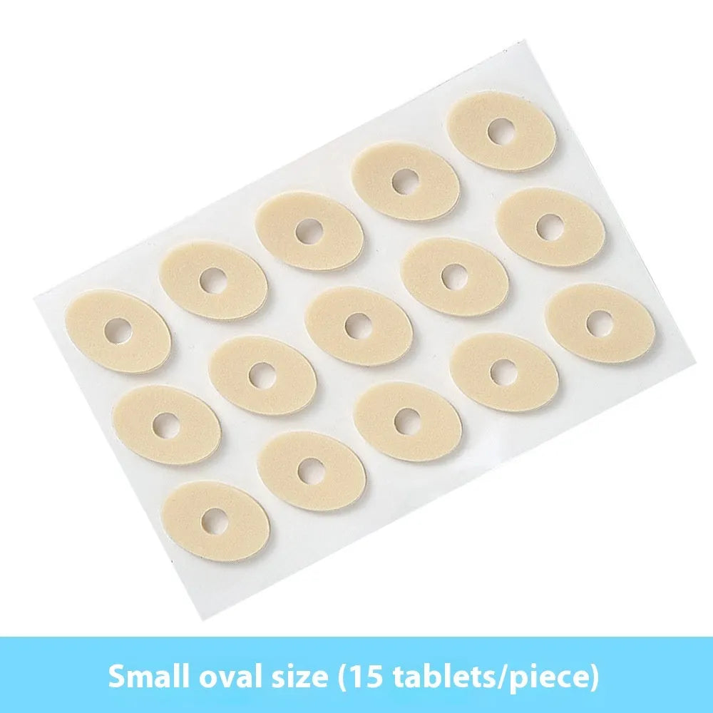Women's PU heel protection pads in four shapes: large oval, small oval, U-shaped and circular section designs