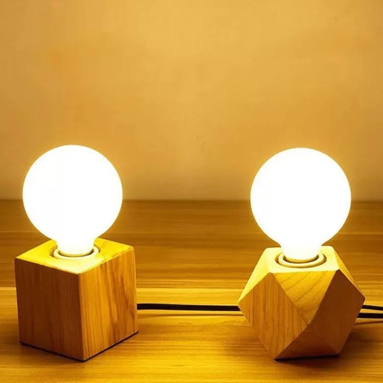 Wooden lamp holder showing square and diamond styles with switch options at 75x80mm dimensions